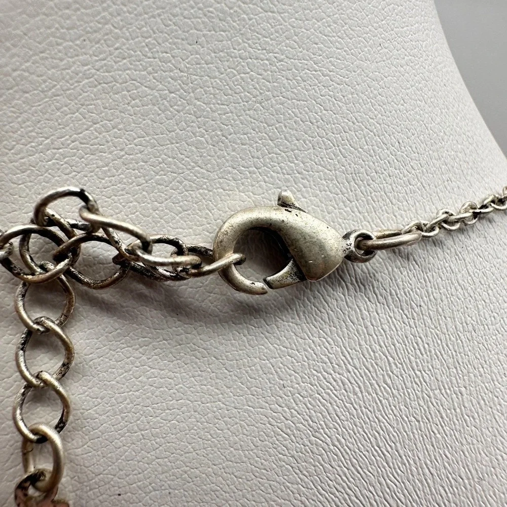 Vintage 20s Yellow Flower Pendant Silver Tone Multi-Strand‎ Necklace Jewelry